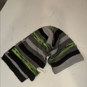Striped Gray and Green Scarf